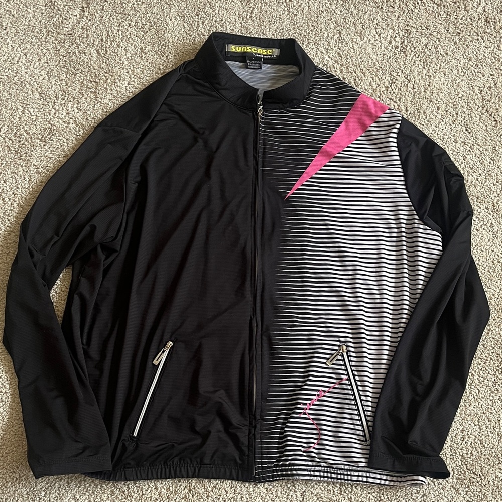 Jamie Sadock Sunsense | Black and Pink Striped Jacket